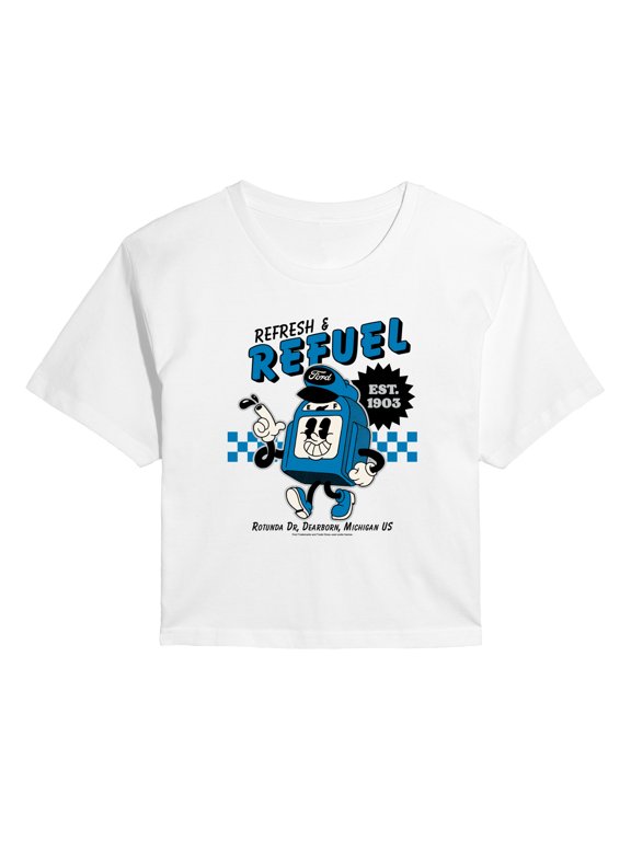 - Ford Refresh Refuel - Juniors Cropped Short Sleeve Graphic T-Shirt