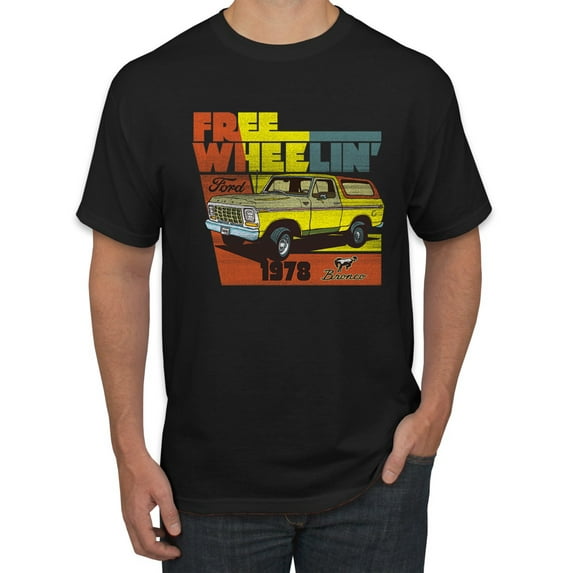 Ford Free Wheelin 1978 Bronco Classic Rasta 70s | Mens Cars and Trucks Graphic T-Shirt, Black, Small