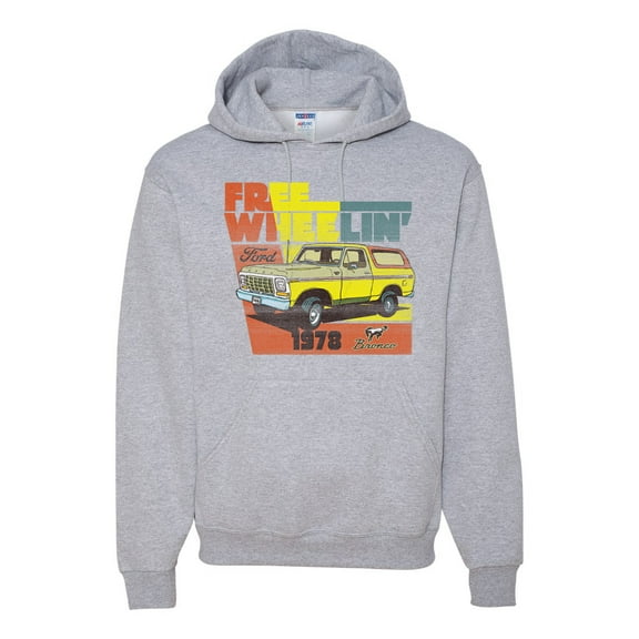 Ford Free Wheelin 1978 Bronco Classic Rasta 70s | Mens Cars and Trucks Hooded Sweatshirt Graphic Hoodie, Heather Grey, Large