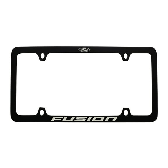 Ford Fusion with Logo Thin Rim Black Powder Coated Zinc Metal License Plate Frame Holder 4 Hole