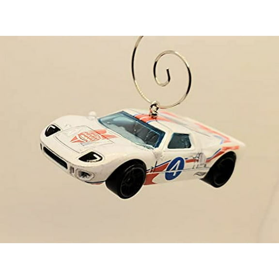 Ford GT-40 Race Car Christmas Ornament 1:64 White