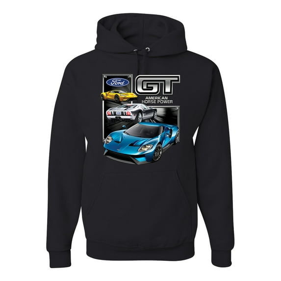Ford GT American Horse Power Mustang | Mens Cars and Trucks Hooded Sweatshirt Graphic Hoodie, Black, Large