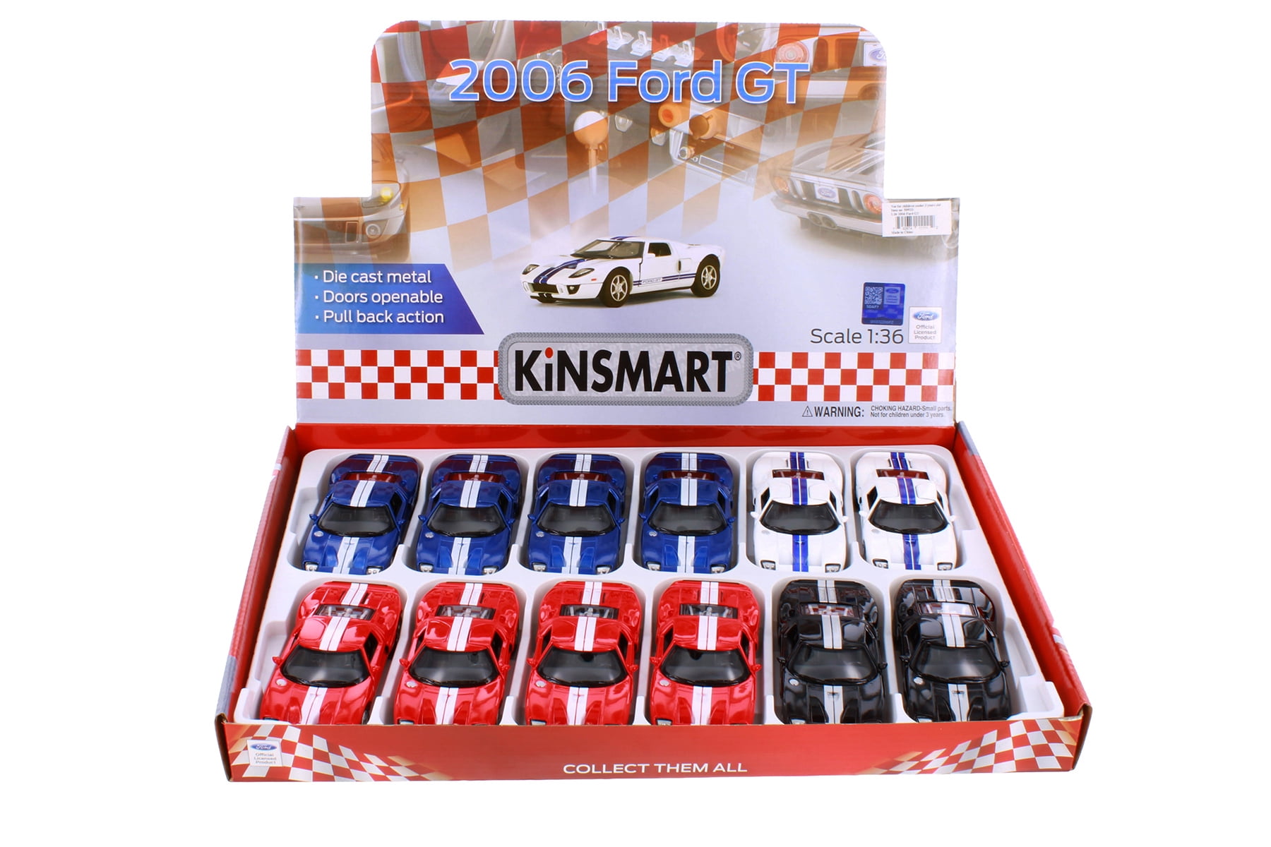 Ford GT Diecast Car Package - Box of 12 1/36 scale Diecast Model Cars, Assorted Colors