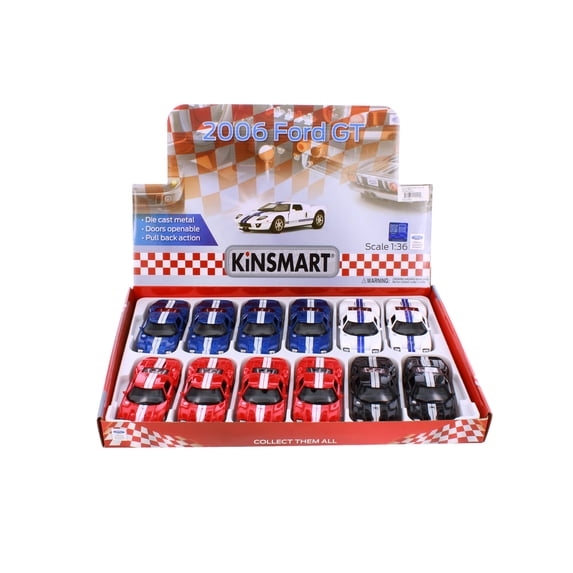 Ford GT Diecast Car Package - Box of 12 1/36 scale Diecast Model Cars, Assorted Colors