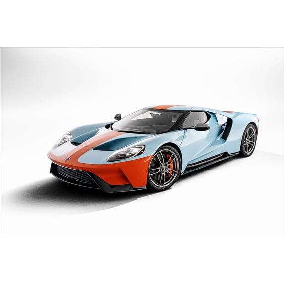Ford GT Heritage Edition Sports Car Design Wall Art Home Decor - 24x36 Inch Glossy Laminated Poster - Stunning Detail and Bold Colors