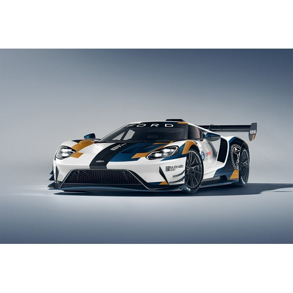 Ford GT MK II Luxury Car Design Car Racing Car Wall Art Home - 12x18 Inch Laminated Poster - Stunning Detail and Bold Colors