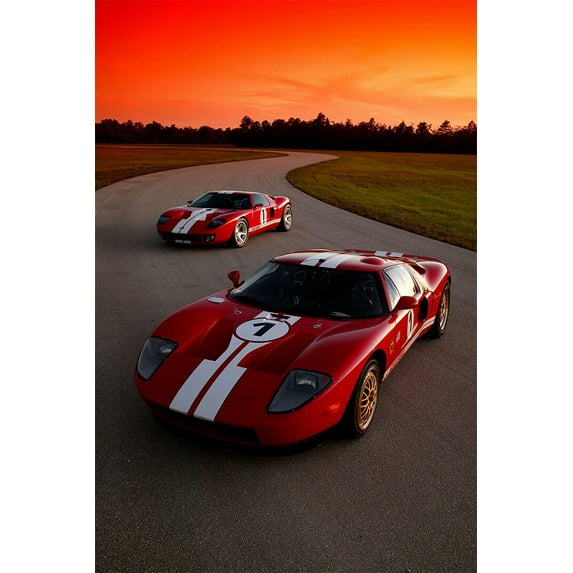 Ford GT40 Super Racing Car Cool Sports Car Painting Wall Art Home - 20x30 Inch Laminated Poster - Stunning Detail and Bold Colors