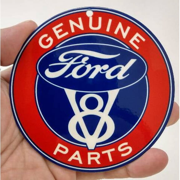 Ford Genuine Parts Vintage Red and Blue Round wall art metal sign