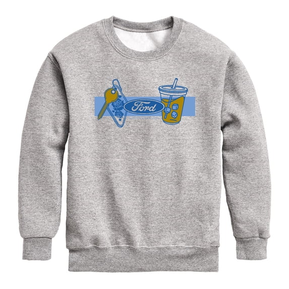 Ford - Girly Ford Logo - Youth Boys Crew Fleece Sweatshirt