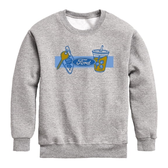 Ford - Girly Ford Logo - Youth Boys Crew Fleece Sweatshirt