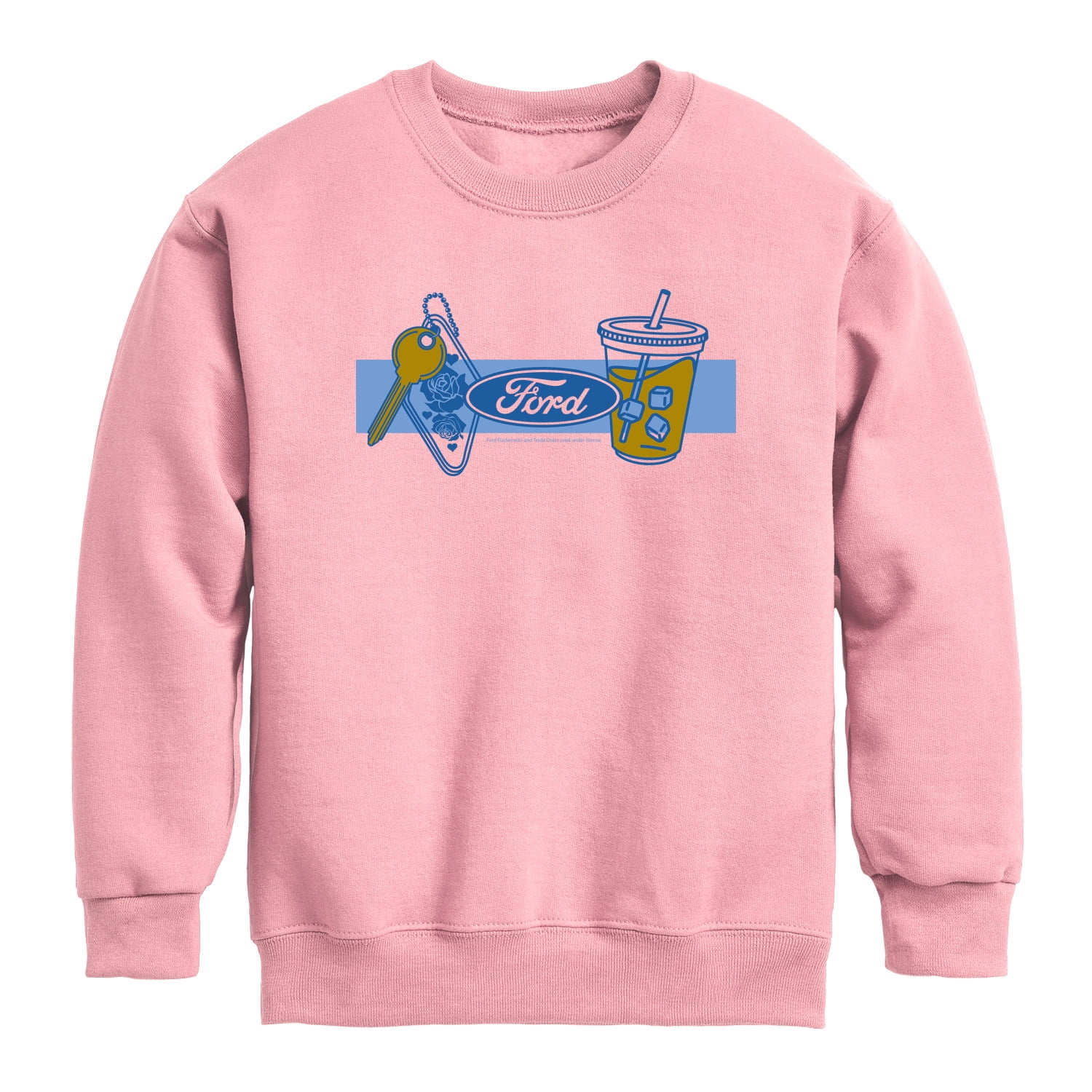 Ford - Girly Ford Logo - Youth Boys Crew Fleece Sweatshirt