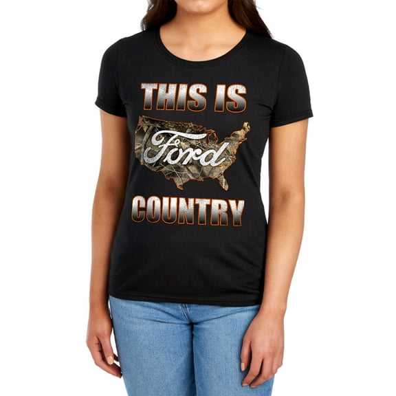 Ford Go Further Orange Camo Women's T Shirt,Black, 2X-Large