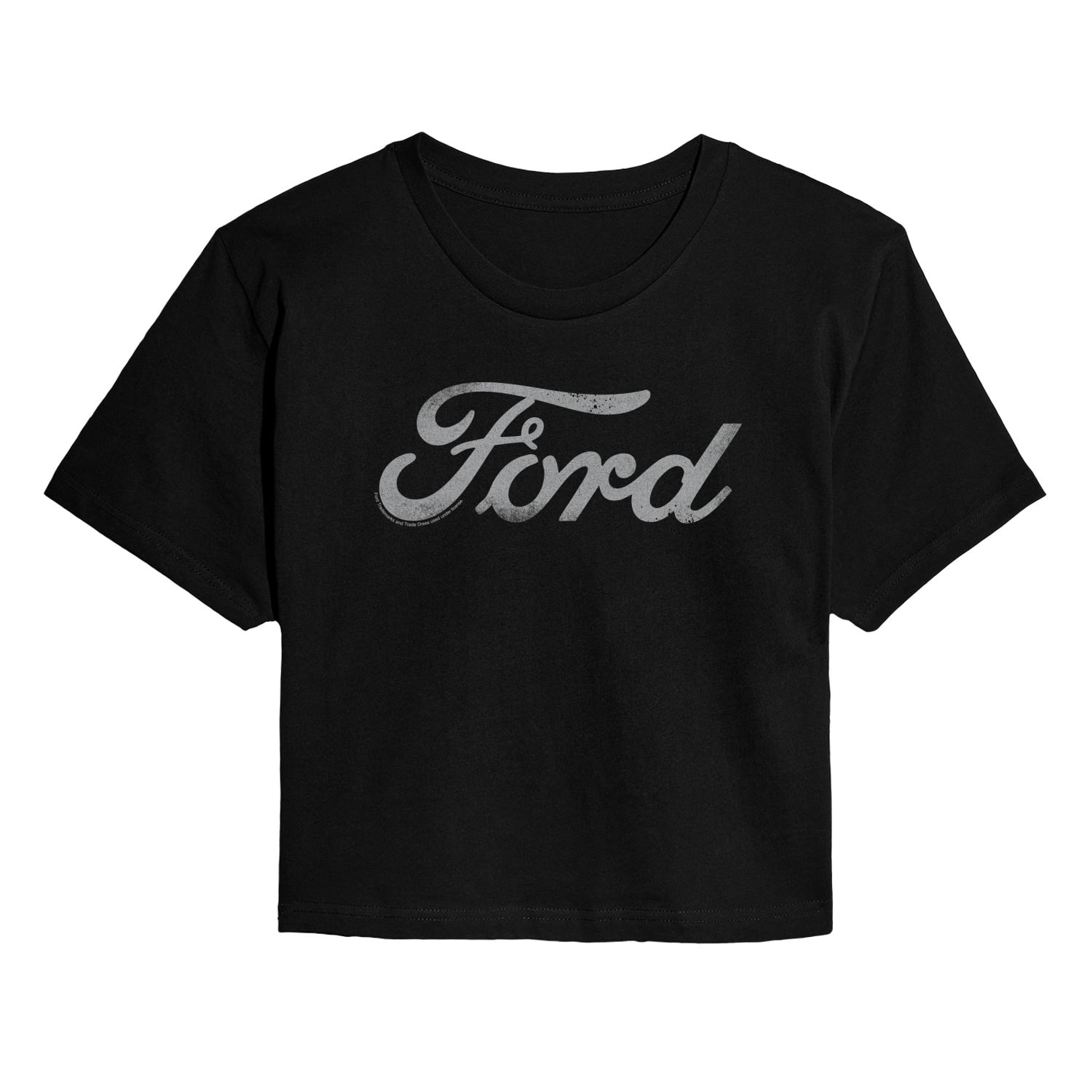 Ford - Grey Ford Logo - Juniors Cropped Graphic T-Shirt