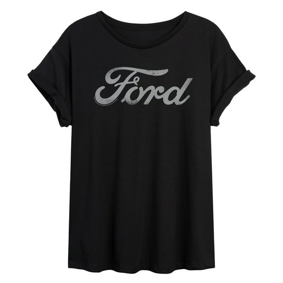 Ford - Grey Ford Logo - Juniors Oversized Graphic T-Shirt