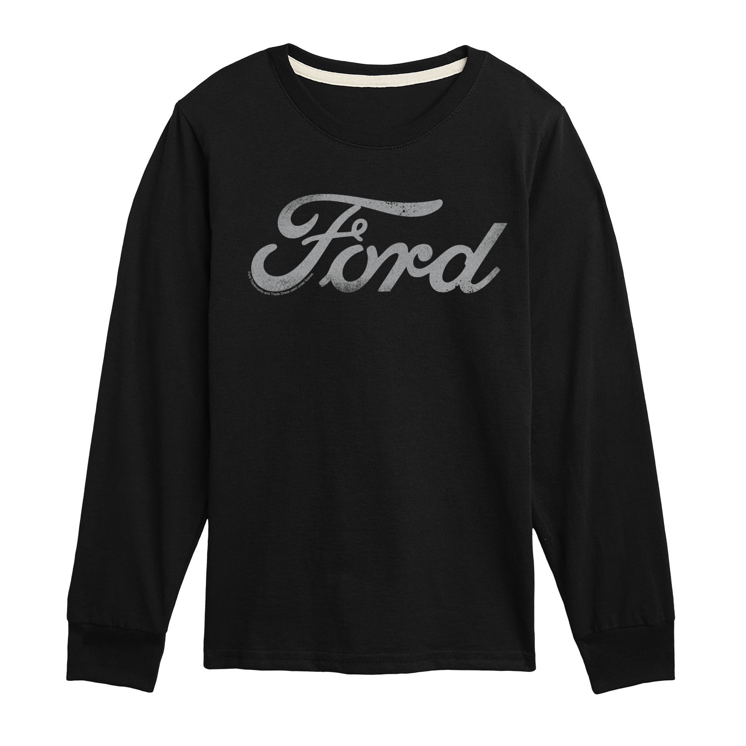 Ford - Grey Ford Logo Tonal Washed - Youth Boys Long Sleeve Graphic T-Shirt