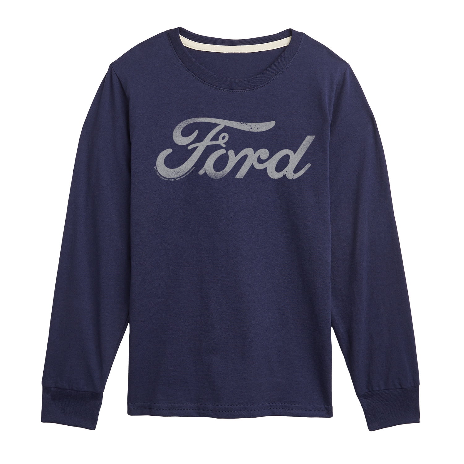 Ford - Grey Ford Logo Tonal Washed - Youth Boys Long Sleeve Graphic T-Shirt
