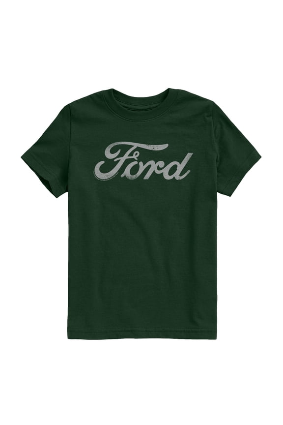 - Grey Ford Logo Tonal Washed - Youth Boys Short Sleeve Graphic T-Shirt