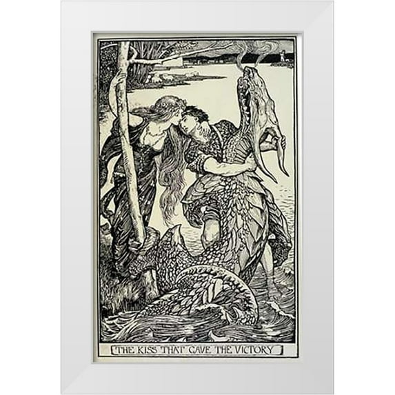 Ford, H.J 10x14 White Modern Wood Framed Museum Art Print Titled - The Kiss That Gave The Victory