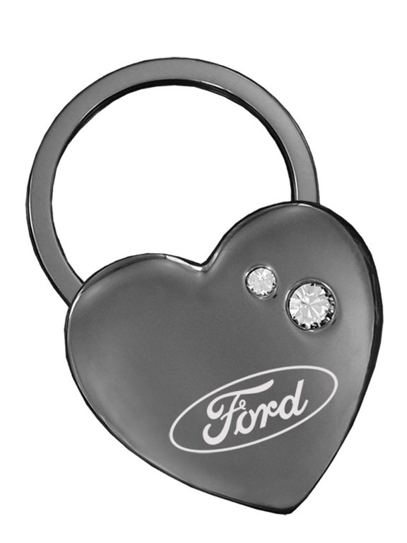 Heart Shape Black Key Chain With 2 Clear Crystals Keychain