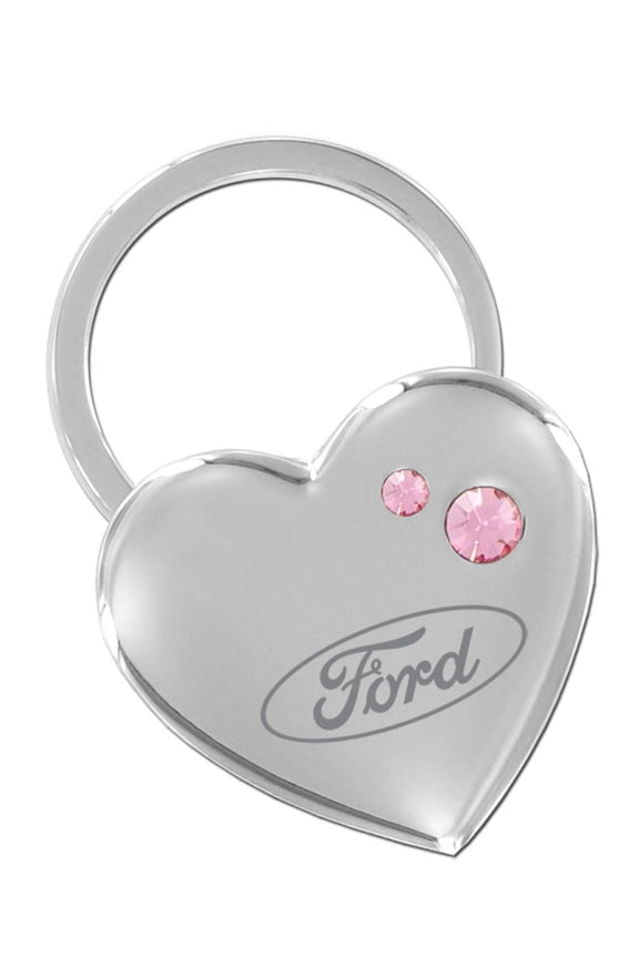 Heart Shape Keychain With 2 Pink Crystals Key Chain