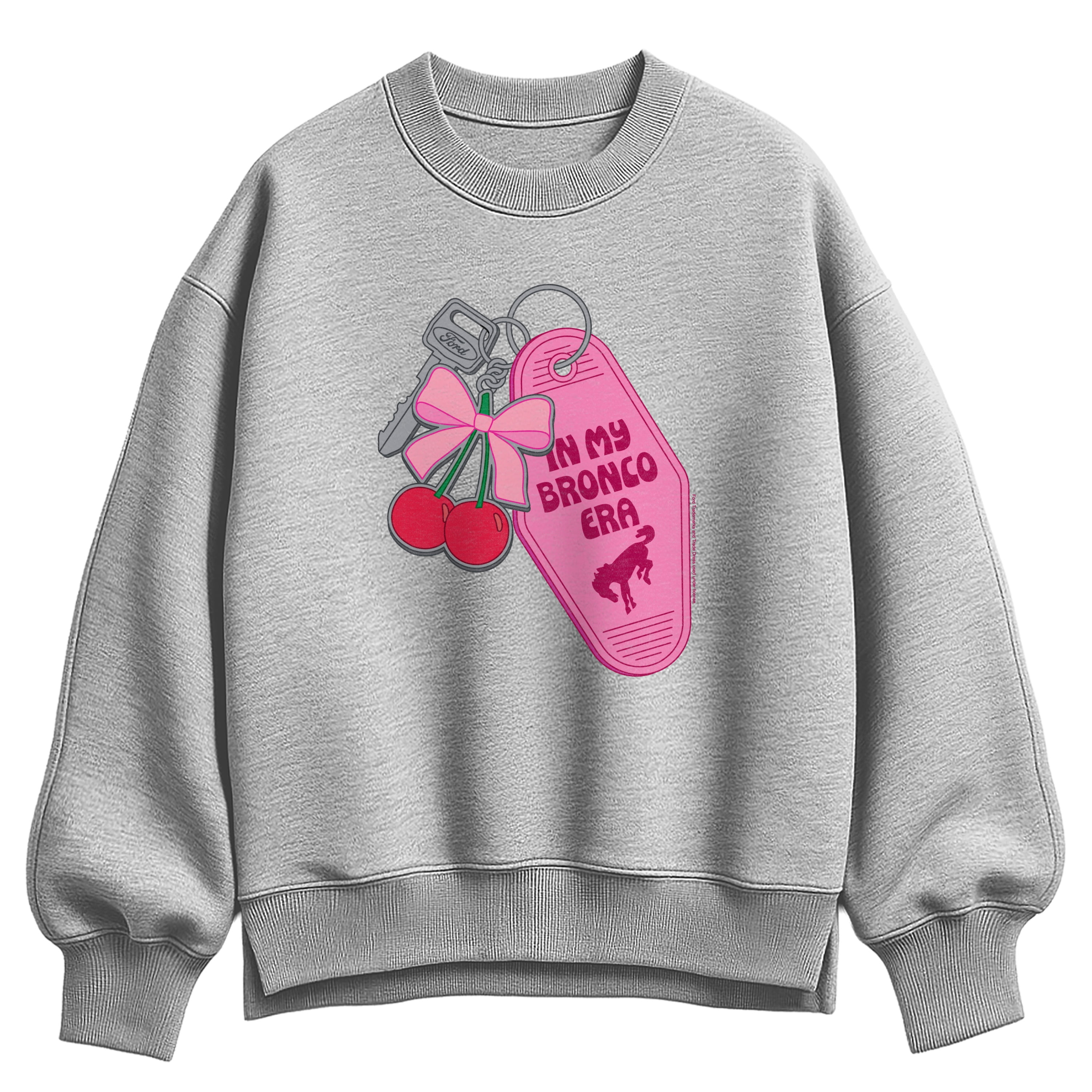 Ford - In My Bronco Era Keychains - Ladies Oversized Fleece Crew Sweatshirt