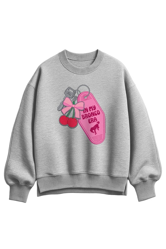 - In My Bronco Era Keychains Oversized Fleece Crew Sweatshirt