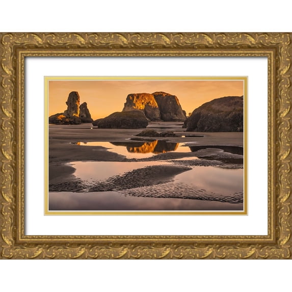 Ford, John 18x13 Gold Ornate Wood Framed with Double Matting Museum Art Print Titled - Bandon Beach-Oregon