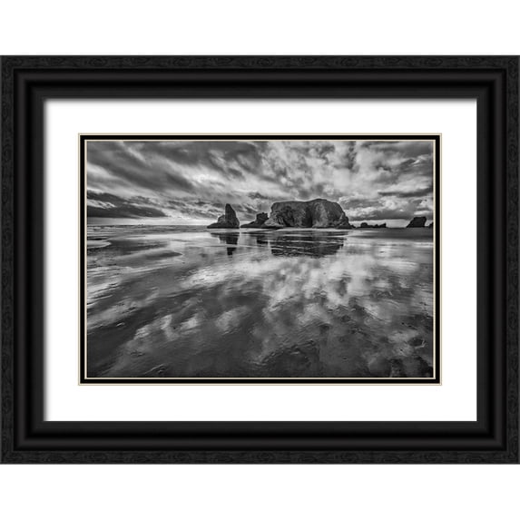 Ford, John 18x14 Black Ornate Wood Framed with Double Matting Museum Art Print Titled - Bandon Beach-Oregon