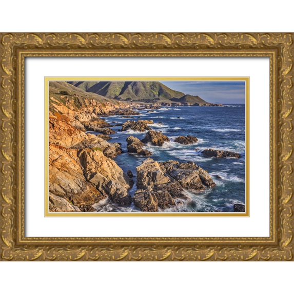 Ford, John 24x17 Gold Ornate Wood Framed with Double Matting Museum Art Print Titled - Garapata Beach-Carmel by the Sea-California