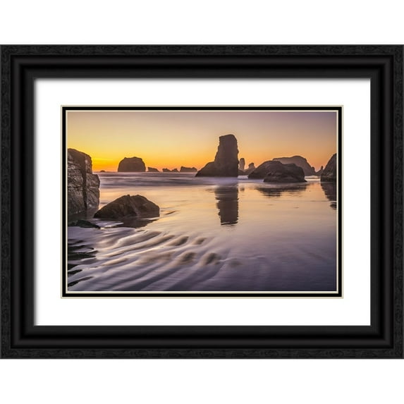 Ford, John 32x23 Black Ornate Wood Framed with Double Matting Museum Art Print Titled - Bandon Beach-Oregon