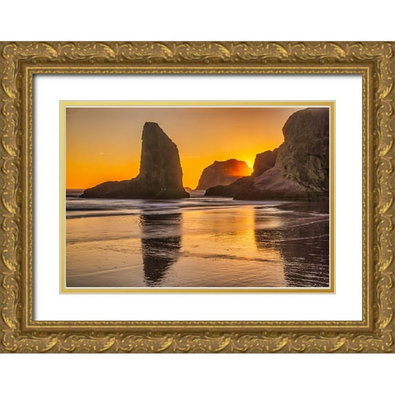 Ford, John 32x23 Gold Ornate Wood Framed with Double Matting Museum Art Print Titled - Bandon Beach-Oregon
