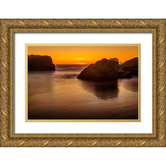 Ford, John 32x23 Gold Ornate Wood Framed with Double Matting Museum Art Print Titled - Bandon Beach-Oregon