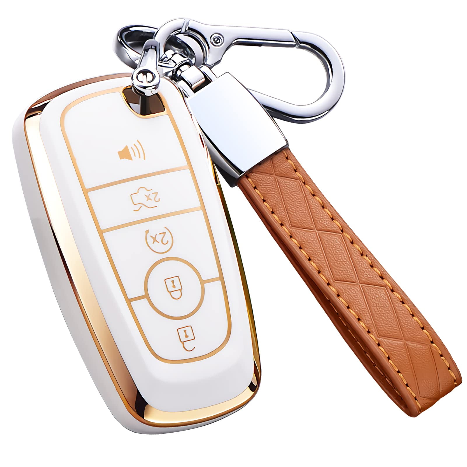 for Ford Key Fob Cover with Keychain, for Explorer Bronco Escape Edge Expedition Mustang F150 Fusion Ranger Lincoln Premium Soft TPU Full Protection Key Case Remote Key Holder