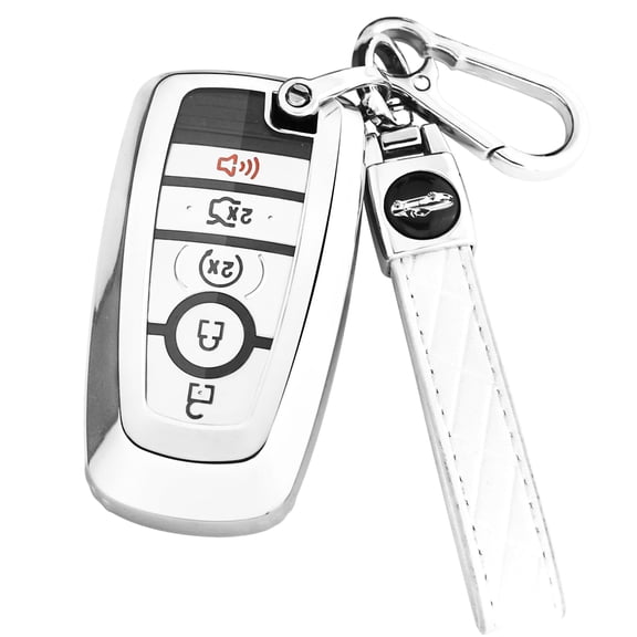 for Ford Key Fob Cover with Keychain,Key Fob Cover Case Shell for Ford Explorer Fusion Escape Edge Expedition F150 F250 F350 F450 F550 Maverick Mustang 3/4/5 Buttons Smart Key Keychain