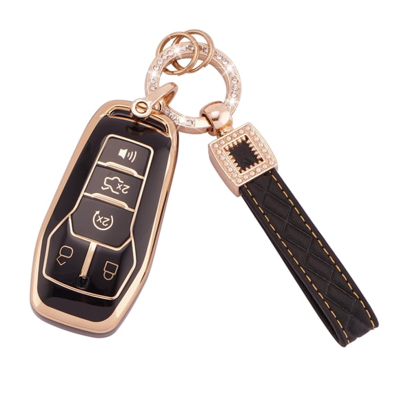 for Ford Key Fob Cover with Keychain Lanyard, 4 5 Buttons Soft TPU Keys Shells White Key Fob Cover Compatible with Ford F150 Explorer Mustang Edge Lincoln MKZ MKX MKC Keychain