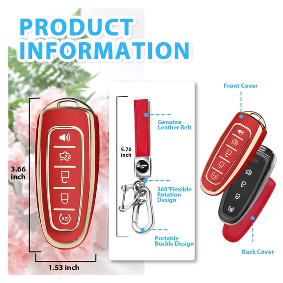 for Ford Key fob Cover,360 TPU Car Key Case Protector with Keychain Compatible with Ford C-Max Edge Escape Expedition Explorer Flex Focus Taurus Lincoln MKS MKT MKX Navigator Accessories