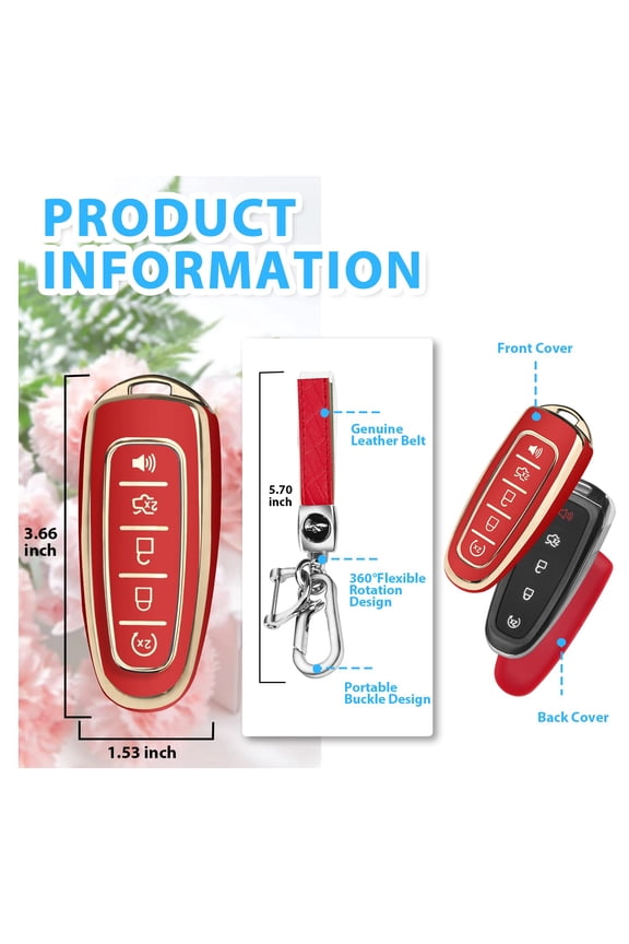 for Ford Key fob Cover,360 TPU Car Key Case Protector with Keychain Compatible with Ford C-Max Edge Escape Expedition Explorer Flex Focus Taurus Lincoln MKS MKT MKX Navigator Accessories