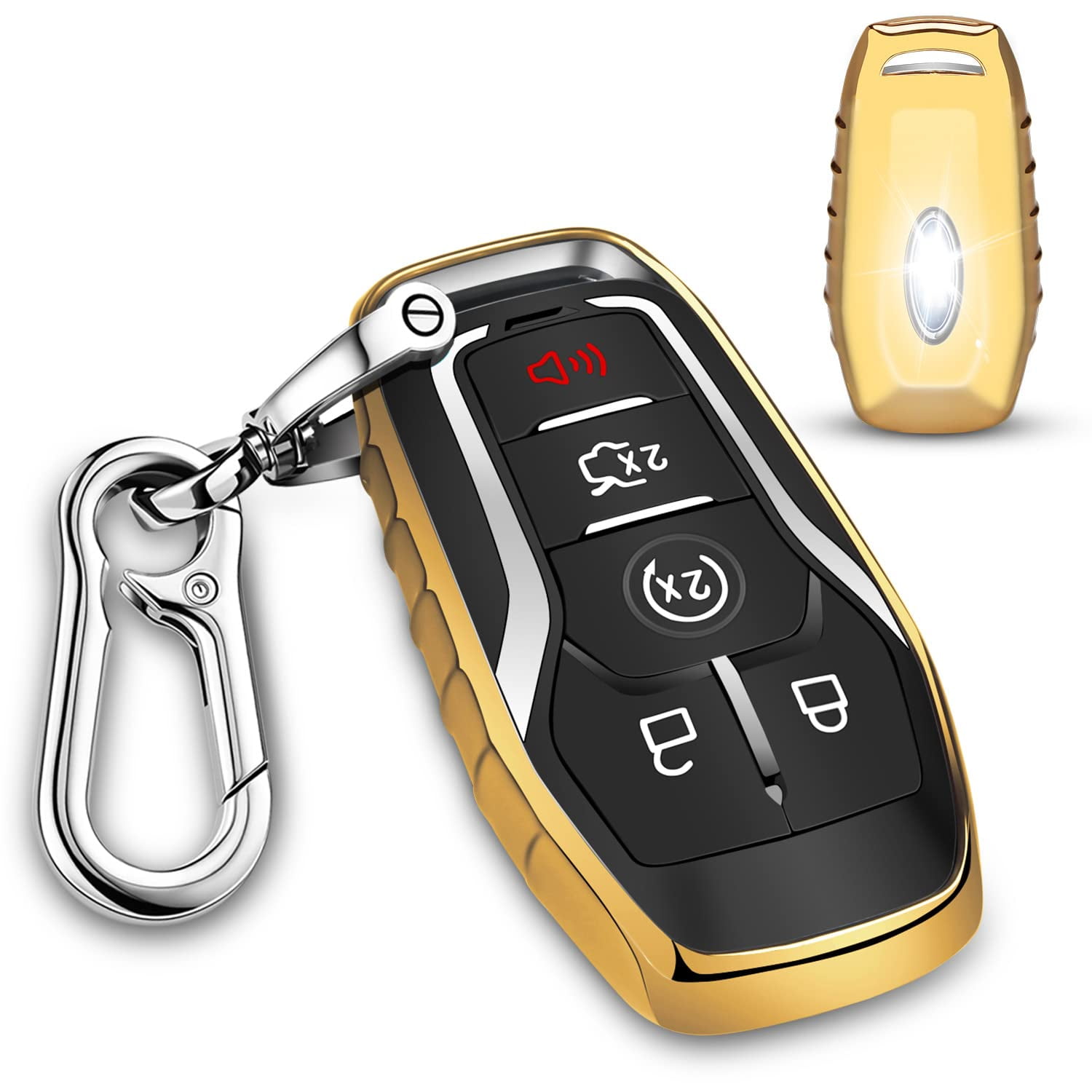 for Ford Key fob Cover,TPU Car Key Case Protector with Keychain Compatible with Ford Fusion F-150 Edge Explorer Mustang Lincoln MKZ MKC 2/3/4/5 Buttons Smart Key