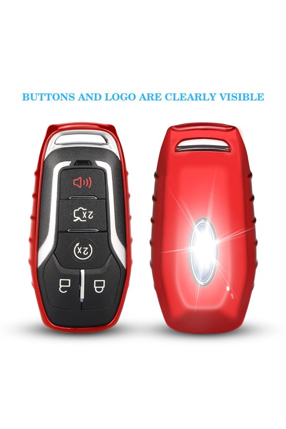 for Ford Key fob Cover,TPU Car Key Case Protector with Keychain Compatible with Ford Fusion F-150 Edge Explorer Mustang Lincoln MKZ MKC 2/3/4/5 Buttons Smart Key