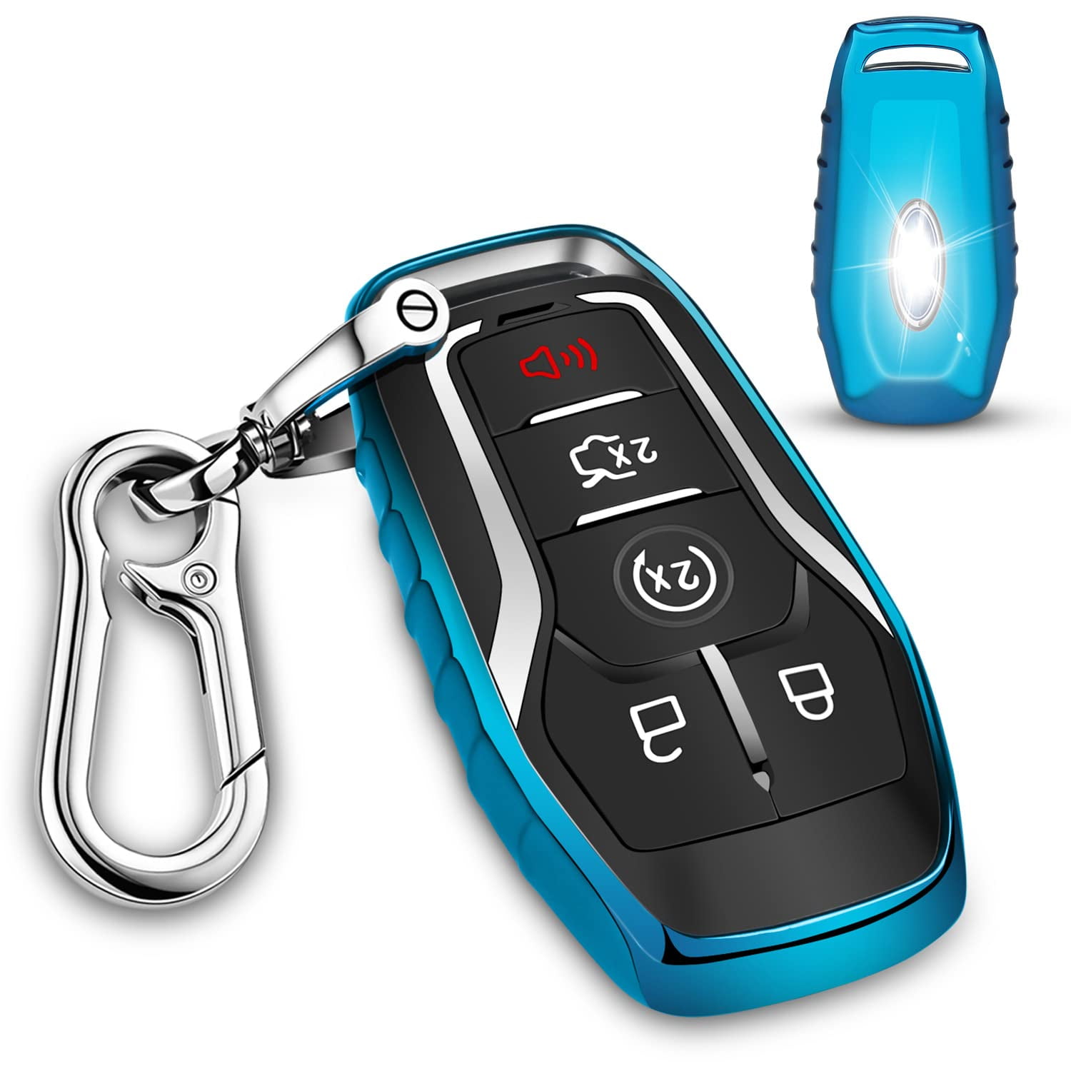 for Ford Key fob Cover,TPU Car Key Case Protector with Keychain Compatible with Ford Fusion F-150 Edge Explorer Mustang Lincoln MKZ MKC 2/3/4/5 Buttons Smart Key