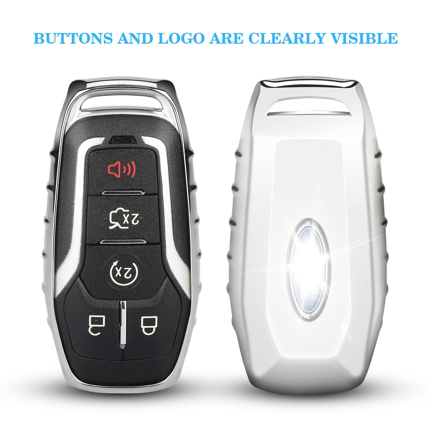 for Ford Key fob Cover,TPU Car Key Case Protector with Keychain Compatible with Ford Fusion F-150 Edge Explorer Mustang Lincoln MKZ MKC 2/3/4/5 Buttons Smart Key