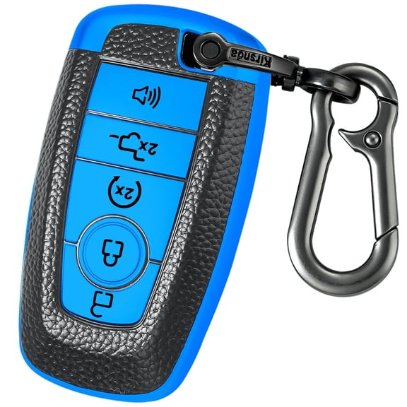 for Ford Key fob Cover,Texture case,with Keychain,Key Shell/Skin,5-Buttons fit 2018-2023 for Edge Explorer Expedition Fusion for Mustang Raptor Remote Key Vehicle Accessories