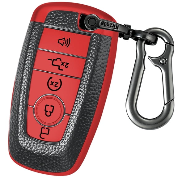 for Ford Key fob Cover,Texture case,with Keychain,Key Shell/Skin,5-Buttons fit 2018-2023 for Edge Explorer Expedition Fusion for Mustang Raptor Remote Key Vehicle Accessories