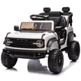 thumbnail image 1 of Licensed Ford Bronco Raptor 12v Kids Ride on Car, COCLUB Toddler Electric Car with Remote Control, Rear Wheels Suspension, Led Lights, Safety Belt, Ride on Toys for Kids 4-8, White, 1 of 10