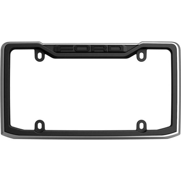 Ford License Plate Frame - Black & Chrome - Durable Design with Interchangeable Emblems
