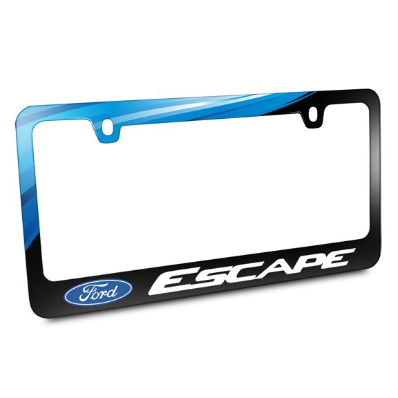 Ford Logo Escape Black Metal License Plate Frame