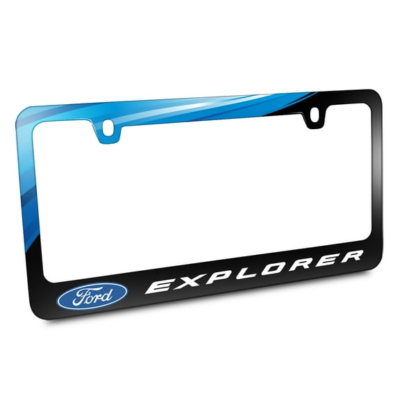 Ford Logo Explorer Black Metal License Plate Frame