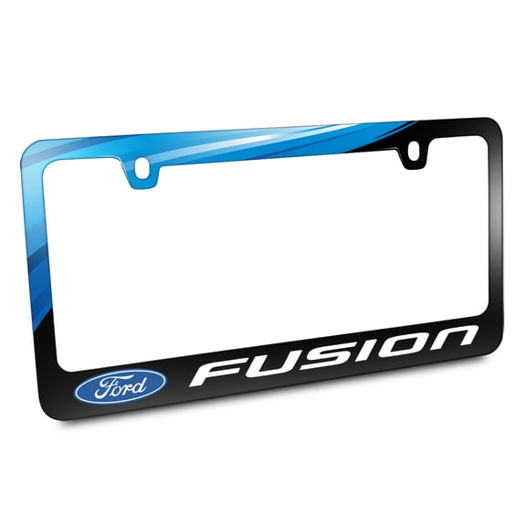 Ford Logo Fusion Black Metal License Plate Frame