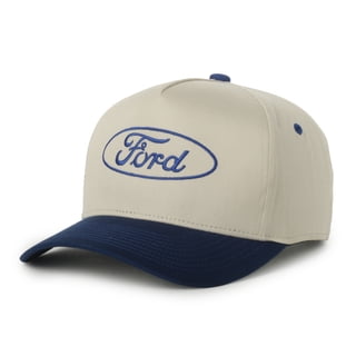 Ford Logo Structured Trucker Hat, Putty & Royal Blue, Adjustable Snapback
