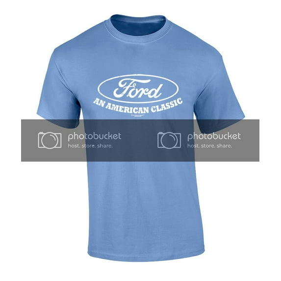 Ford Logo T-shirt American Classic Car Shirt Motor Company Car Enthusiast Tee Garage Racing Performance-Carolina Blue-Large